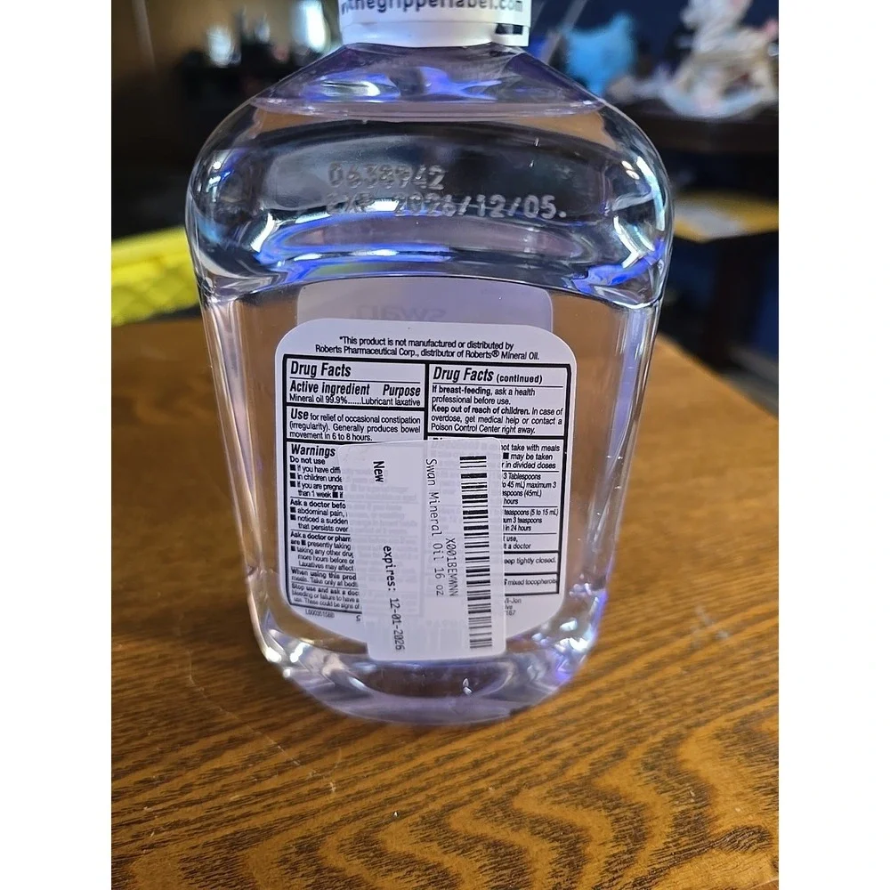 Swan Mineral Oil 16 oz Relief Lubricant Laxative Exp‎ 12/5/2026